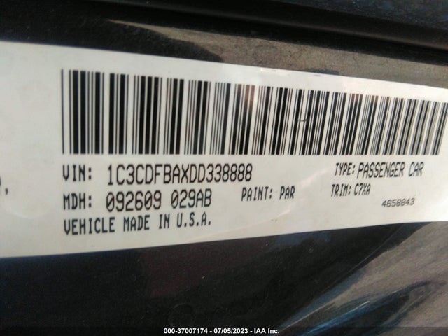 2013 DODGE DART SXT VIN: 1C3CDFBAXDD338888