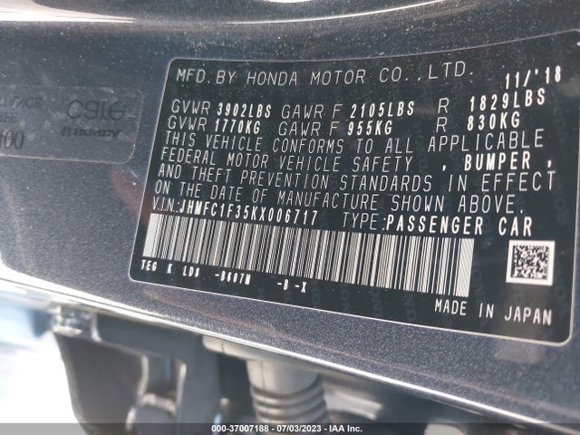 Honda Civic Sedan Ex 2019 JHMFC1F35KX006717 Image 15