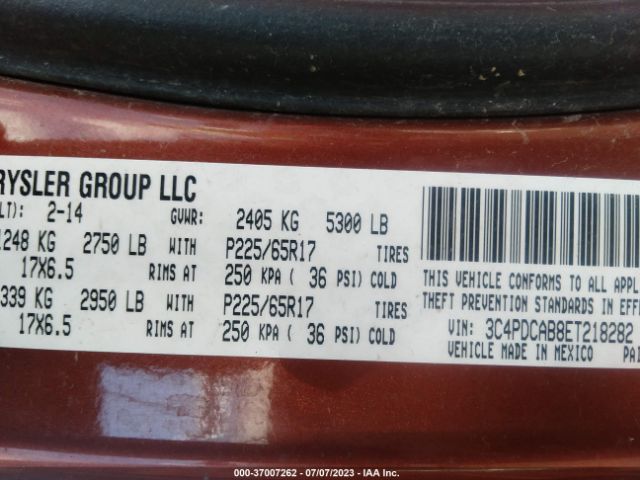 3C4PDCAB8ET218282 Dodge JOURNEY SE