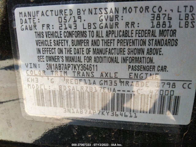 Nissan SENTRA SR 2019 3N1AB7AP7KY364611 Image 15