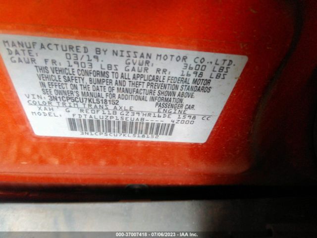 3N1CP5CU7KL518152 Nissan KICKS SR