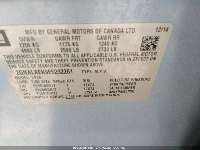 Chevrolet EQUINOX LS 2015 2GNALAEK9F6232261 Image 9