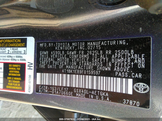Toyota AVALON LIMITED 2015 4T1BK1EB9FU159597 Image 15