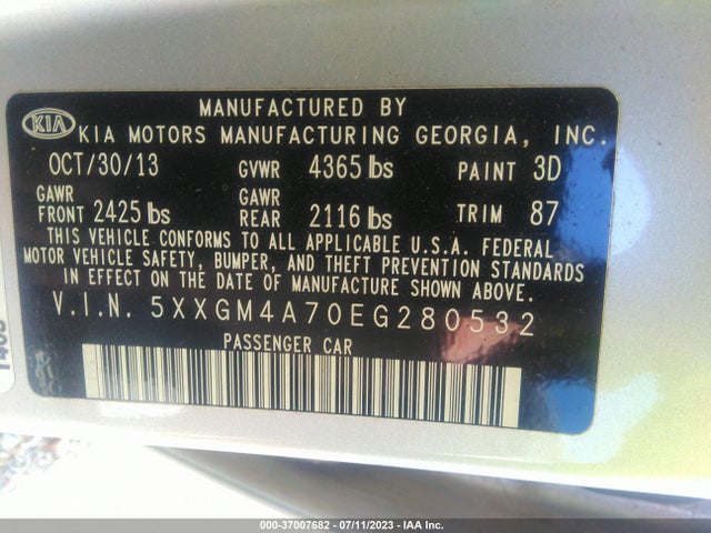 KIA Optima Lx 2014 5XXGM4A70EG280532 Image 11