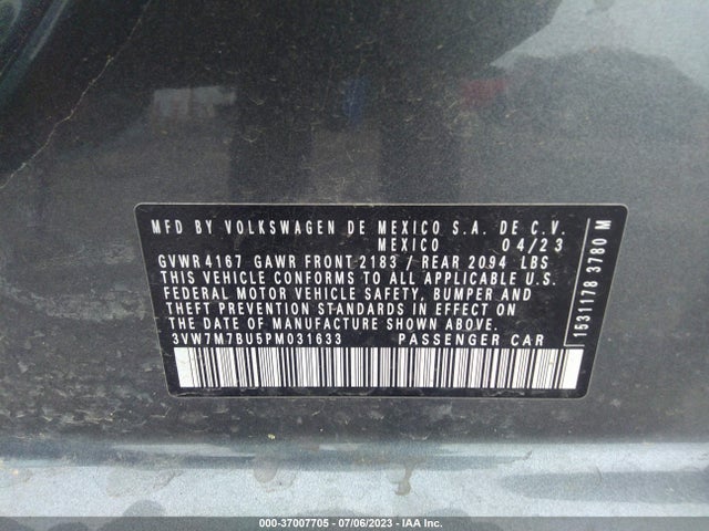 3VW7M7BU5PM031633 Volkswagen JETTA SE