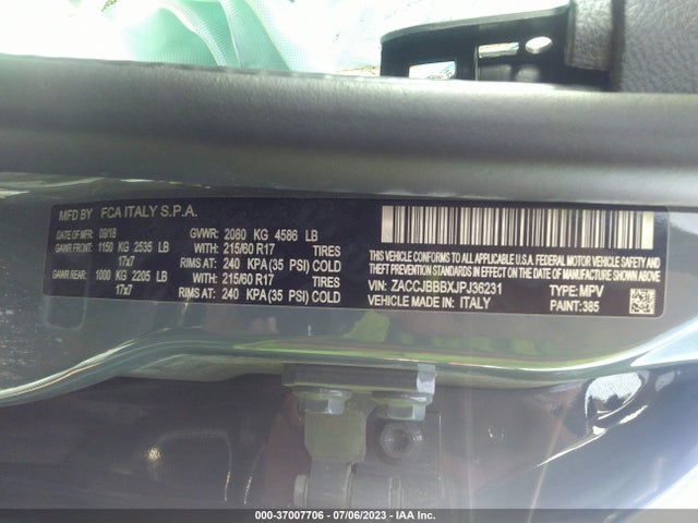 ZACCJBBBXJPJ36231 Jeep Renegade Latitude 4x4