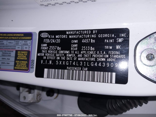 KIA Optima Se 2020 5XXGT4L31LG443909 Image 9