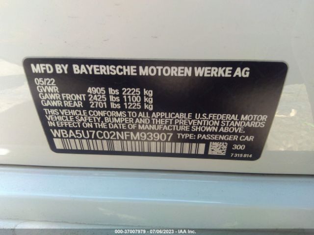 WBA5U7C02NFM93907 BMW 3 Series M340i