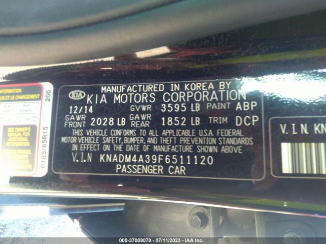 KNADM4A39F6511120 KIA RIO LX