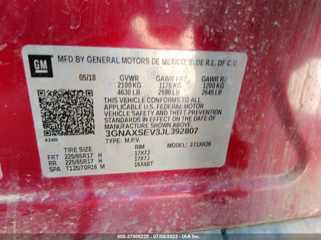 Chevrolet EQUINOX LT 2018 3GNAXSEV3JL392807 Image 11