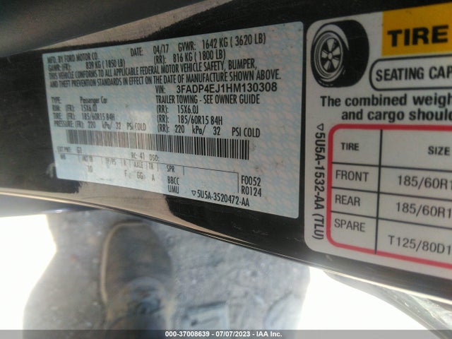 Ford FIESTA SE 2017 3FADP4EJ1HM130308 Image 9