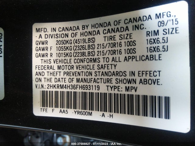 Honda CR-V LX 2015 2HKRM4H36FH693119 Image 9