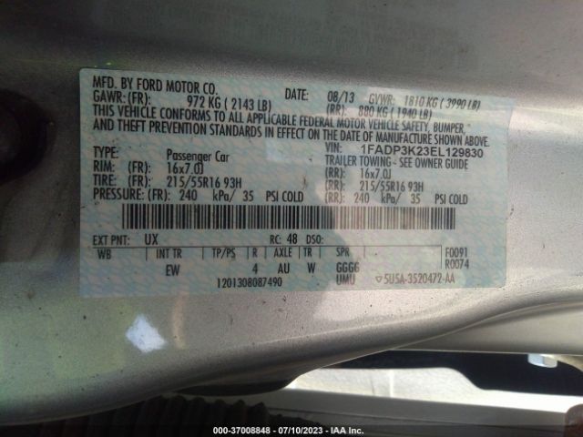 1FADP3K23EL129830 Ford FOCUS SE