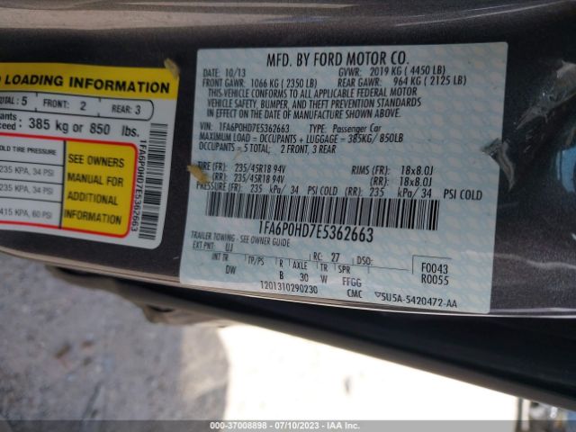 1FA6P0HD7E5362663 Ford FUSION SE