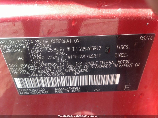 Toyota Rav4 Xle 2016 JTMRFREV9GJ096990 Image 9