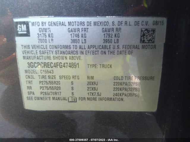 Chevrolet Silverado 1500 Lt 2015 3GCPCREC4FG474891 Image 15