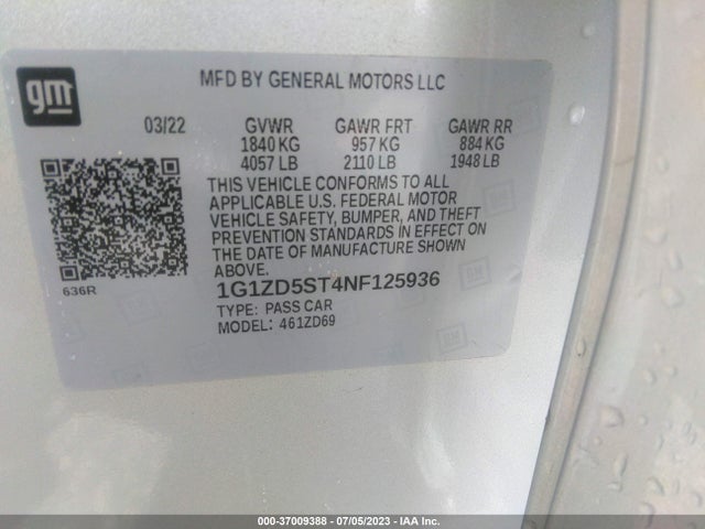 Chevrolet MALIBU LT 2022 1G1ZD5ST4NF125936 Image 9