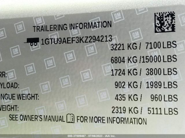 1GTU9AEF3KZ294213 GMC SIERRA 1500