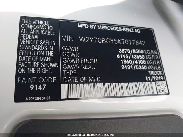 2019 Freightliner Sprinter, VIN: W2Y70BGY5KT017642