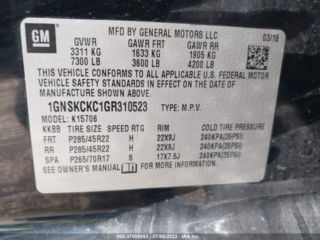 Chevrolet Tahoe Ltz 2016 1GNSKCKC1GR310523 Image 9