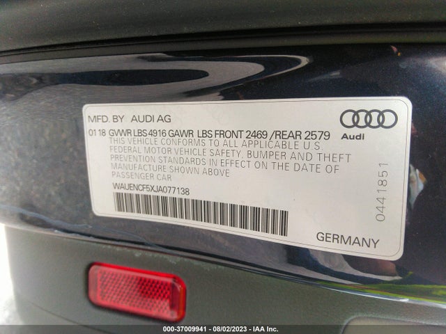 WAUENCF5XJA077138 Audi A5 Sportback Premium Plus