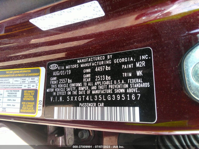 2020 KIA OPTIMA LX VIN: 5XXGT4L35LG395167