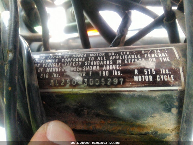 1975 HONDA 250 VIN: XL2503005297
