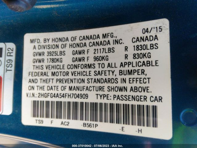 2HGFG4A54FH704909 Honda Civic Coupe Si