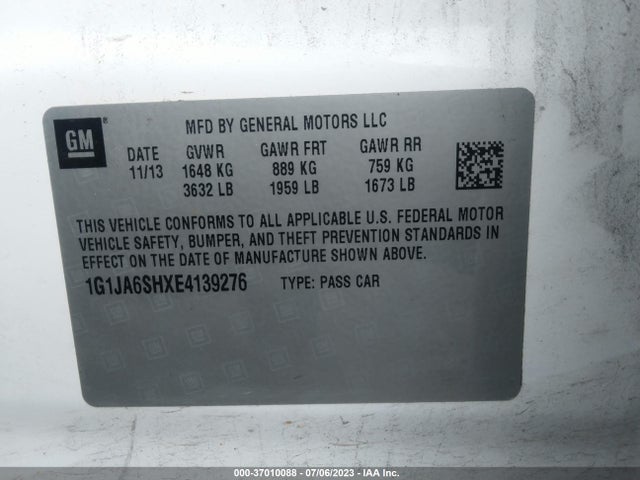 Chevrolet SONIC LS 2014 1G1JA6SHXE4139276 Image 9