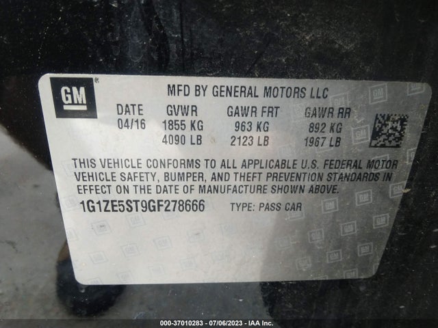 Chevrolet MALIBU LT 2016 1G1ZE5ST9GF278666 Image 9