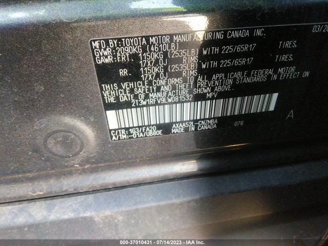 Toyota Rav4 Xle 2020 2T3W1RFV9LW081532 Image 16