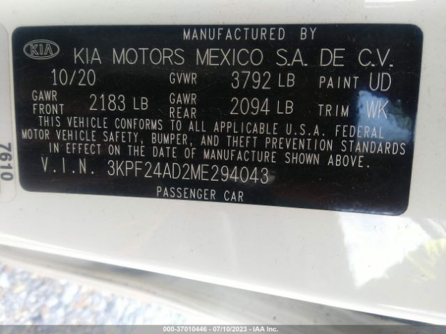 3KPF24AD2ME294043 KIA Forte Lxs