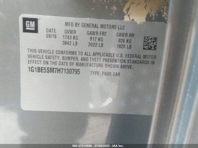 Chevrolet CRUZE LT 2017 1G1BE5SM7H7130795 Image 15