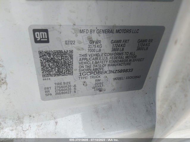 Chevrolet Silverado 1500 Custom 2022 1GCPDBEK3NZ589833 Image 9