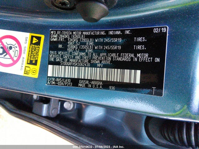 Toyota Highlander Hybrid Limited 2019 5TDDGRFH5KS062430 Image 15