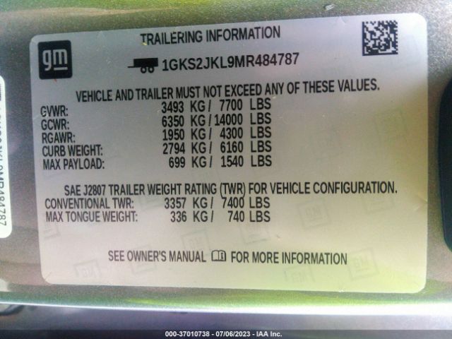 1GKS2JKL9MR484787 GMC YUKON XL DENALI