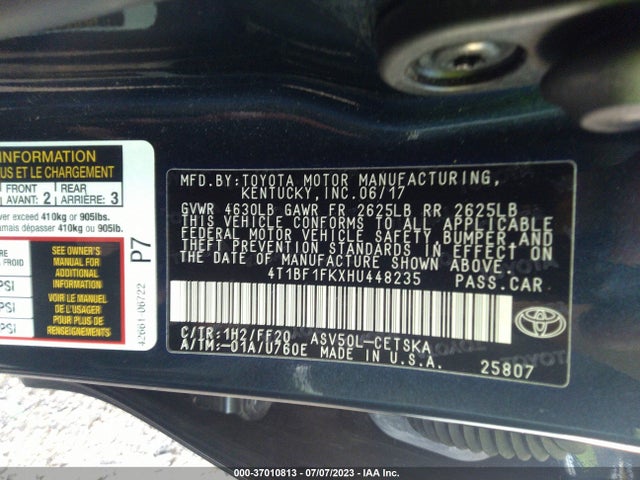 Toyota CAMRY SE 2017 4T1BF1FKXHU448235 Image 9