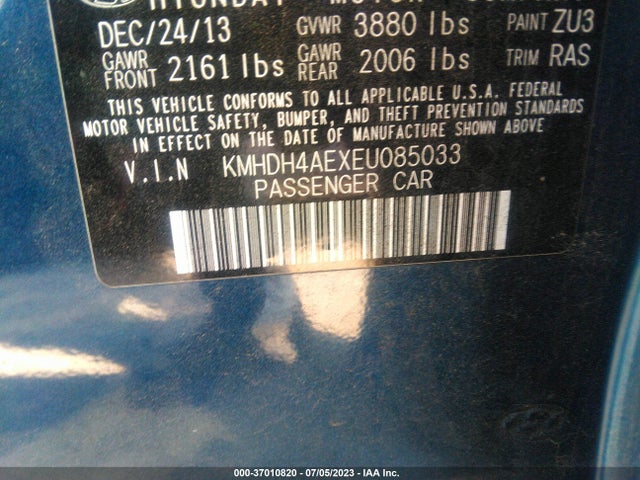 2014 HYUNDAI ELANTRA SE VIN: KMHDH4AEXEU085033