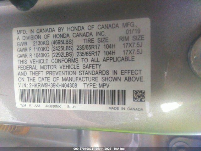 Honda CR-V LX 2019 2HKRW5H39KH404308 Image 9