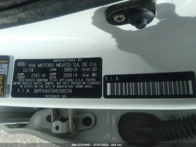 3KPFK4A70HE098294 KIA FORTE LX