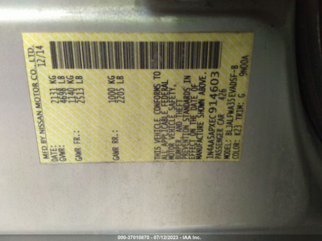 1N4AA5APXEC914603 Nissan Maxima 3.5 Sv