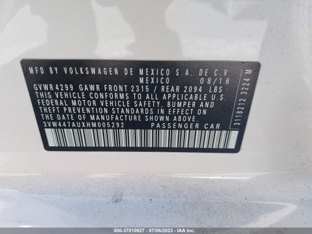 3VW447AUXHM005292 Volkswagen Golf Gti Se