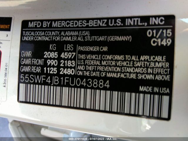 55SWF4JB1FU043884 Mercedes-Benz C-class C 300