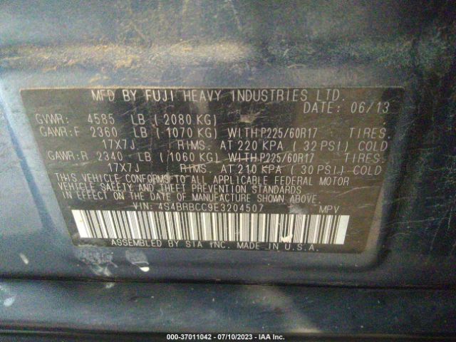 4S4BRBCC9E3204507 Subaru Outback 2.5i Premium