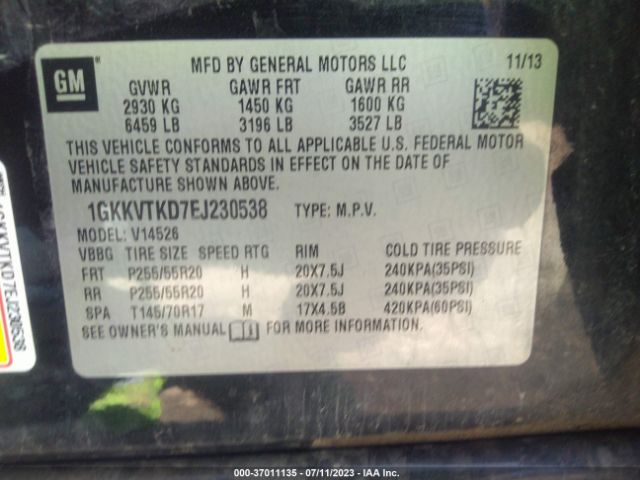 1GKKVTKD7EJ230538 GMC Acadia Denali