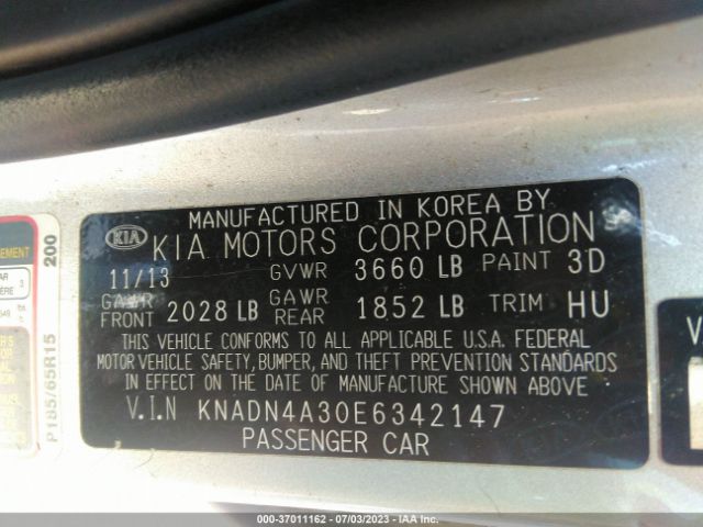 KNADN4A30E6342147 KIA RIO EX