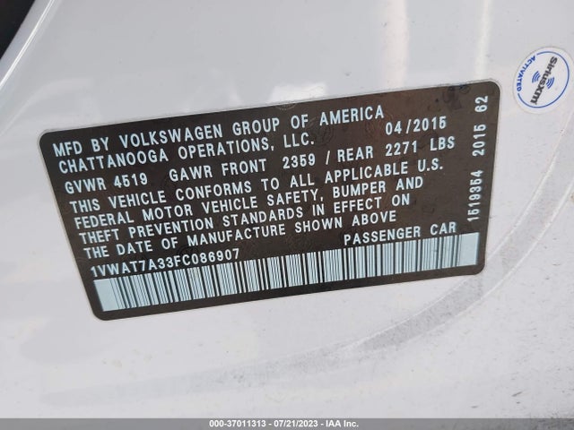 1VWAT7A33FC086907 Volkswagen Passat 1.8t Limited Edition