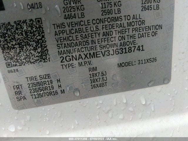 Chevrolet Equinox Premier 2018 2GNAXMEV3J6318741 Image 9