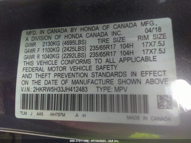 Honda CR-V LX 2018 2HKRW5H33JH412483 Image 9