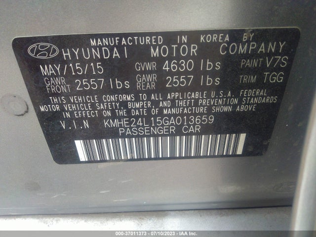 Hyundai Sonata Hybrid Se 2016 KMHE24L15GA013659 Image 9